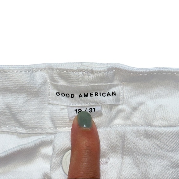 Good American White Straight Leg Raw Hemline Jeans Womens 12/31 - Picture 5 of 10